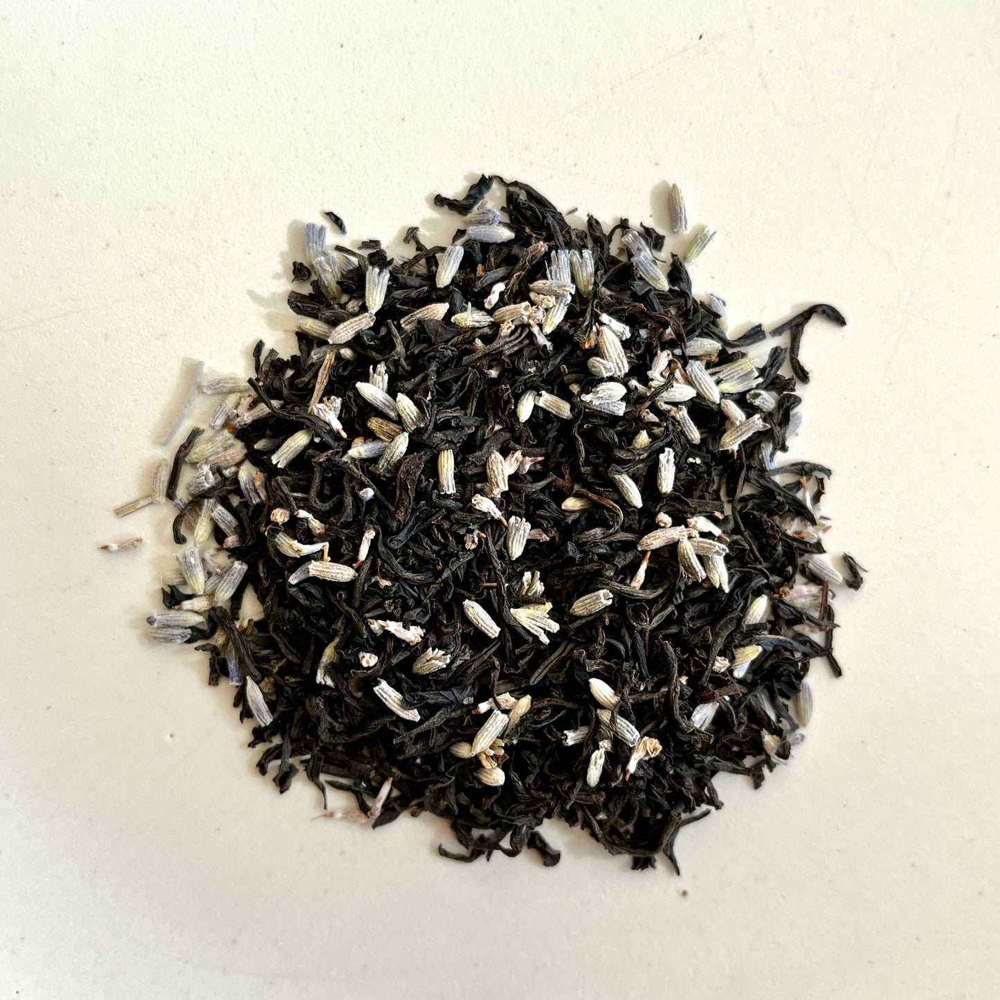 Photo of Uproot Teas' blended colorado-grown organic lavender with sri lankan single origin earl grey tea- black tea infused with bergamot